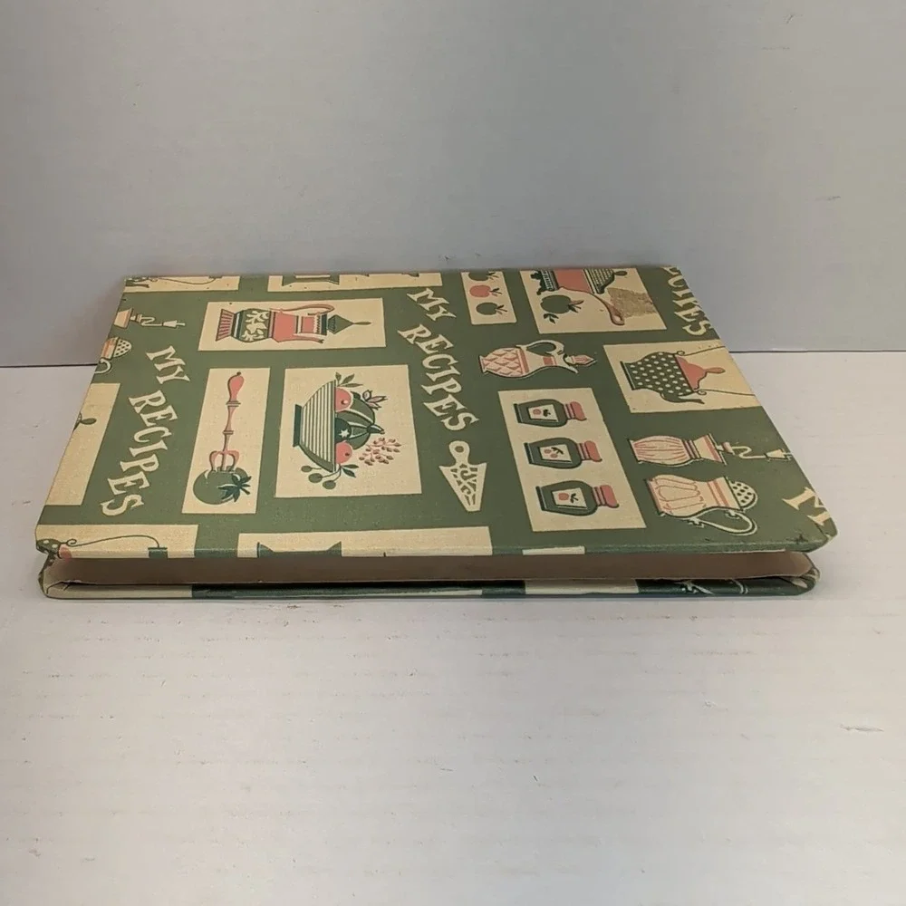 Vintage My Recipes 1964 Cookbook Envelopes Blank Green 3-Ring Binder
